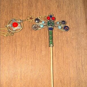 Exquisite Antique Chinese Gold-TonedDragonfly Brooch/Hat PinCollector's Dream!